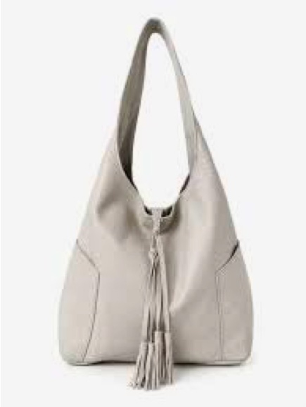 Laggo Havana hobo slouch shoulder bag snap top tassels ivory pebbled leather EUC